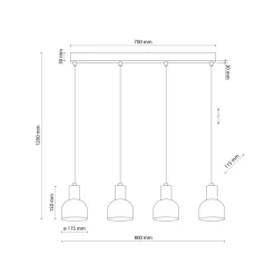 Lampa Wisząca CAIRO Czarny Metalowe Klosze 4xE27 * TK Lighting Outlet