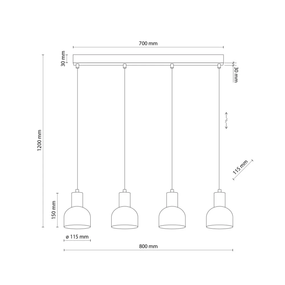 Lampa Wisząca CAIRO Czarny Metalowe Klosze 4xE27 * TK Lighting Outlet