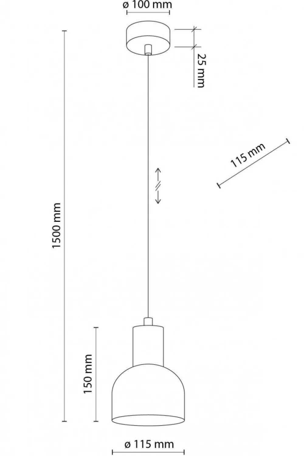 Lampa Wisząca CAIRO Czarny Metalowy Klosz1xE27 * TK Lighting Outlet