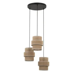 Lampa wisząca CALISTO czarna abażur juta 3xE27 * TK Lighting Clearance