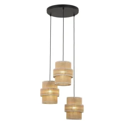 Lampa wisząca CALISTO czarna abażur juta 3xE27 * TK Lighting Clearance