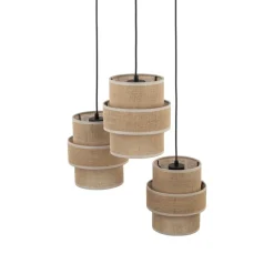 Lampa wisząca CALISTO czarna abażur juta 3xE27 * TK Lighting Clearance