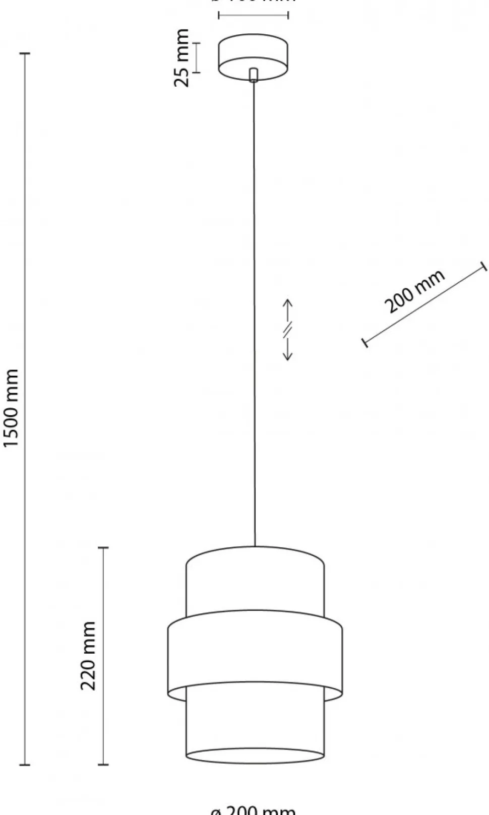 Lampa Wisząca CALISTO Czarny Abażur 1xE27 20cm