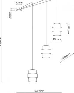 Lampa Wisząca CALISTO Czarny Biały Abażury 3xE27 * TK Lighting Best