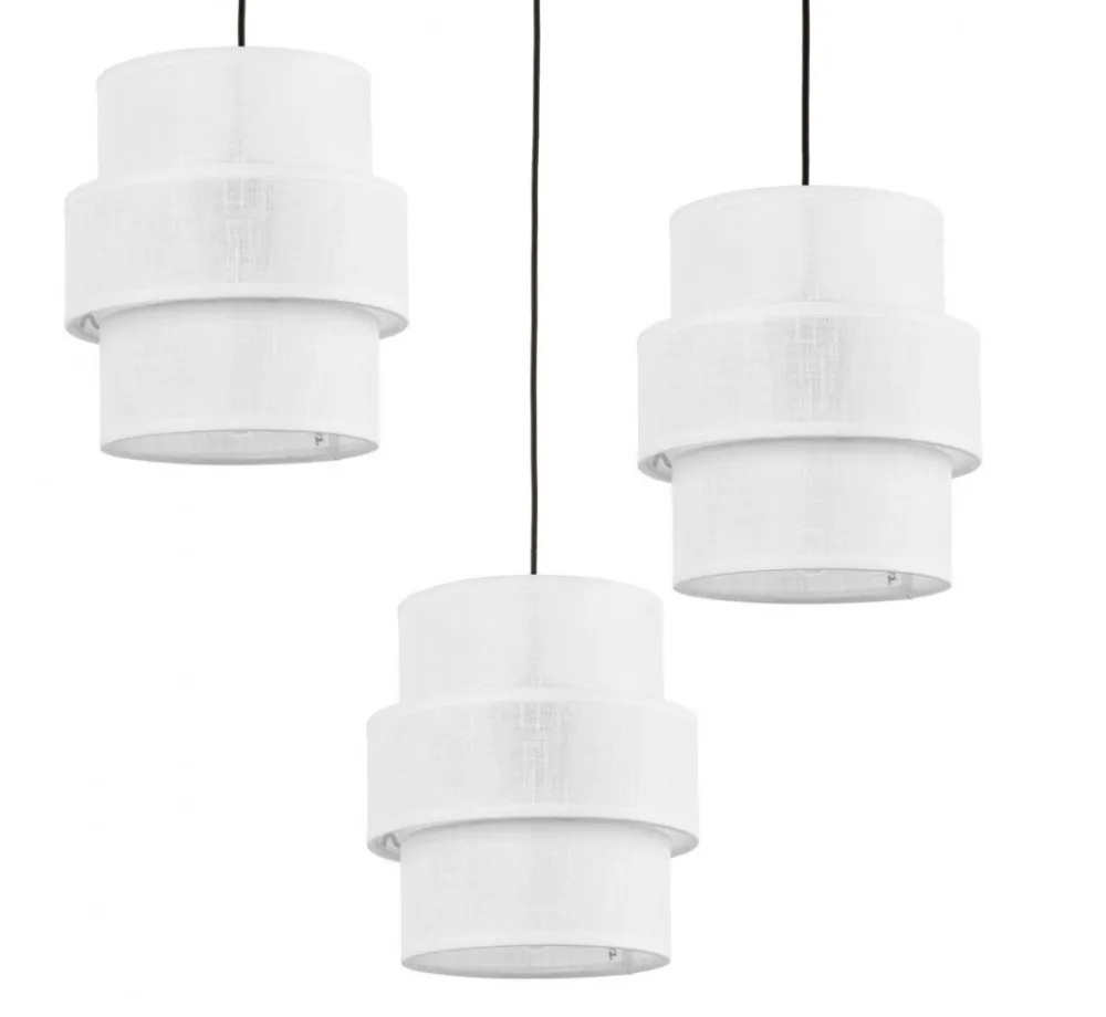 Lampa Wisząca CALISTO Czarny Biały Abażury 3xE27 * TK Lighting Best
