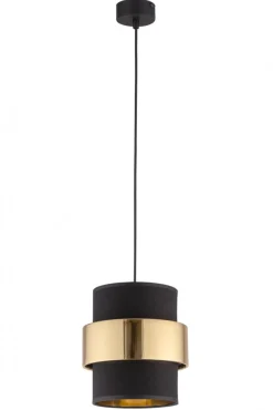 Lampa Wisząca CALISTO Czarny Złoty Abażur 1xE27 20cm * TK Lighting Outlet