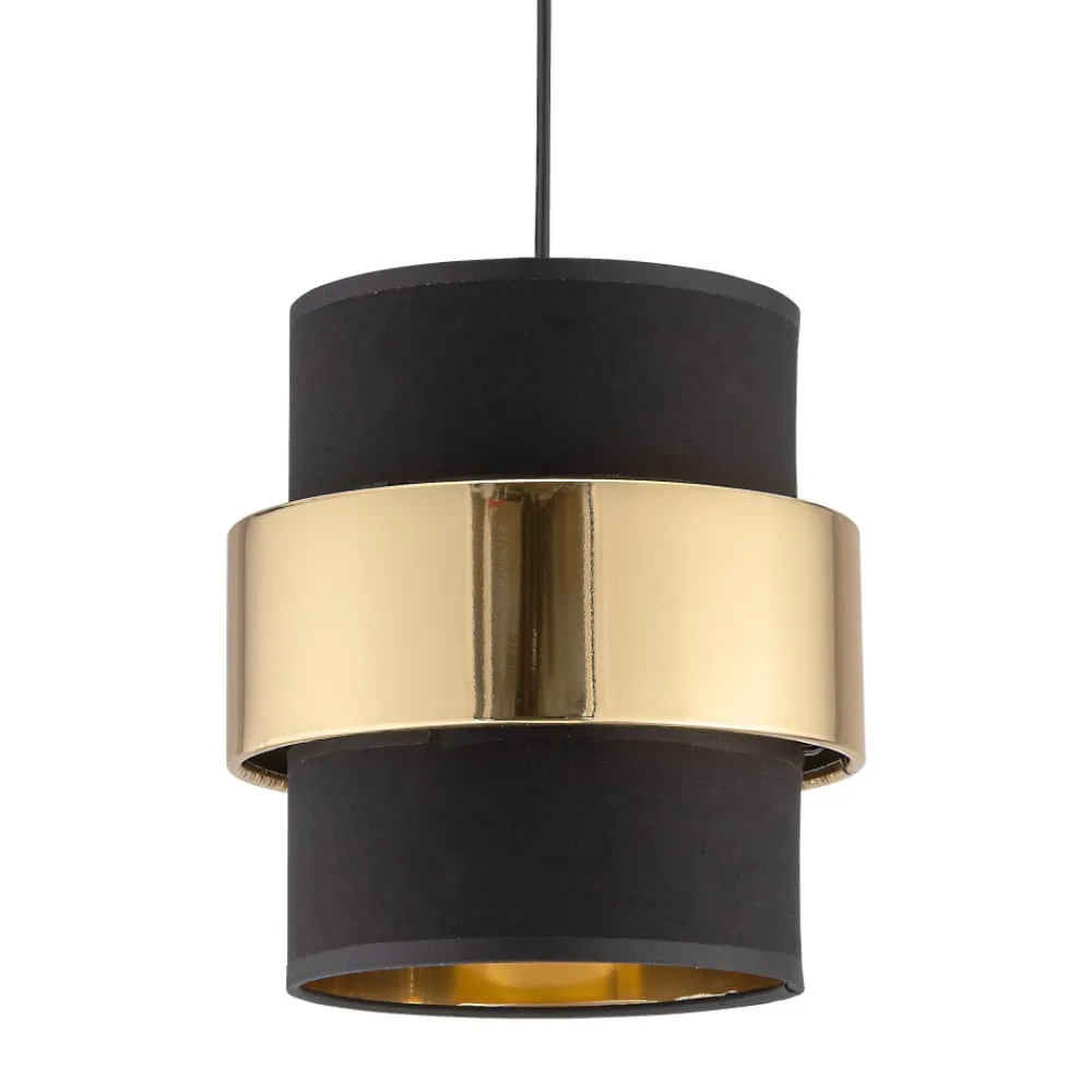 Lampa Wisząca CALISTO Czarny Złoty Abażur 1xE27 20cm * TK Lighting Outlet