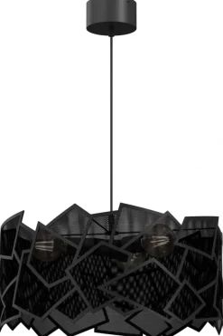 Lampa Wisząca CAMO Czarny Metalowy Klosz 3xE27 50cm