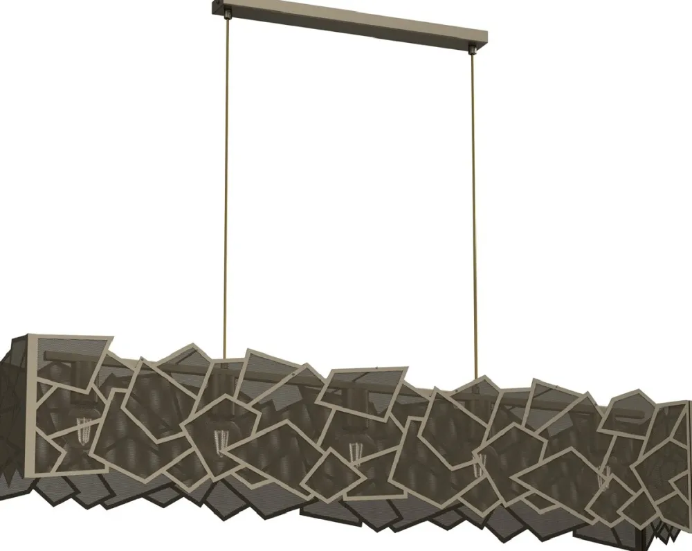 Lampa Wisząca CAMO Złoty Szary Metalowy Klosz 5xE27 * Luminex Sale