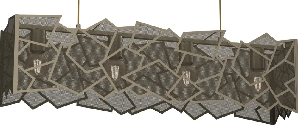 Lampa Wisząca CAMO Złoty Szary Metalowy Klosz 4xE27 * Luminex