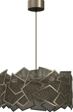 Lampa Wisząca CAMO Złoty Szary Metalowy Klosz 3xE27 50cm