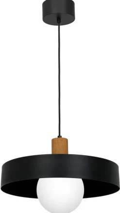 Lampa Wisząca CANAN Czarny Brązowy Szklany Klosz 1xE27 29cm * Luminex New