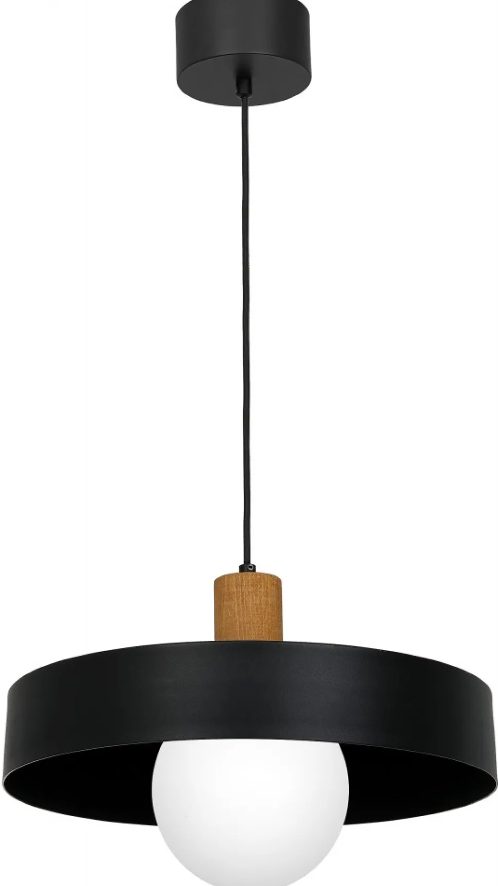 Lampa Wisząca CANAN Czarny Brązowy Szklany Klosz 1xE27 40cm
