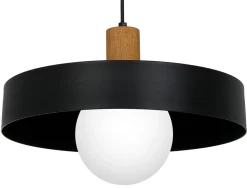 Lampa Wisząca CANAN Czarny Brązowy Szklany Klosz 1xE27 40cm
