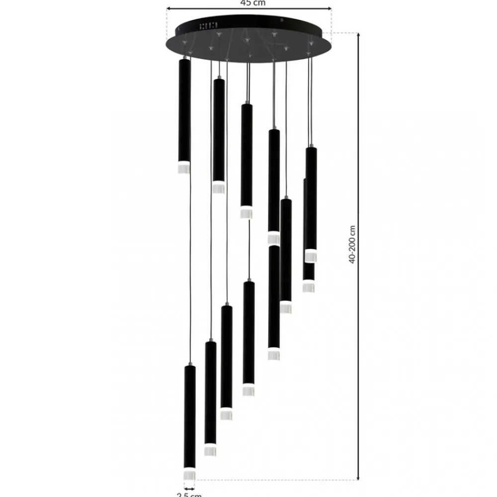 Lampa Wisząca CARBON Czarny 12W LED 45cm * Eko-light Sale