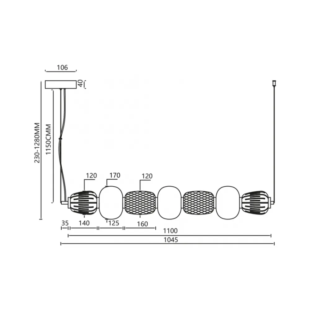 Lampa Wisząca CARO Złoty Szklane Klosze 42W LED * Eko-light Online