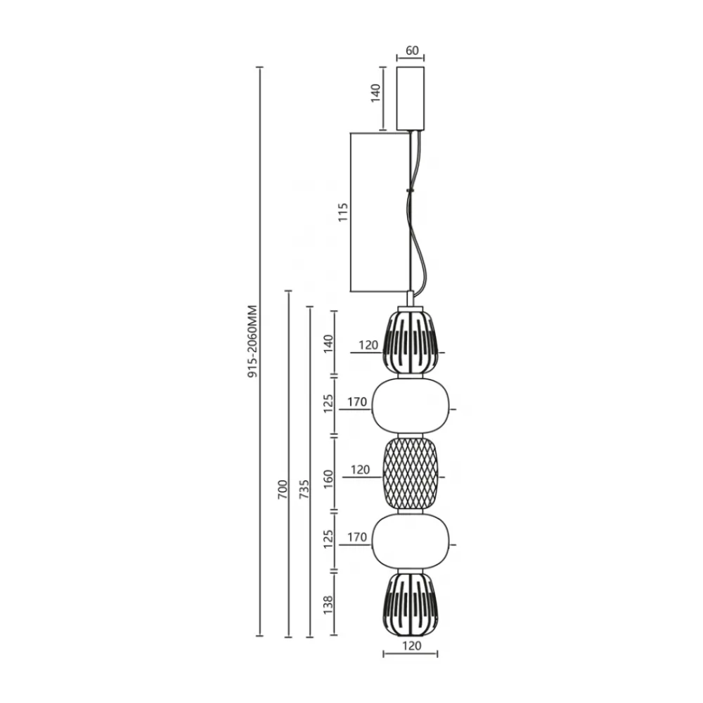 Lampa Wisząca CARO Złoty Szklane Klosze 40W LED 17cm * Eko-light