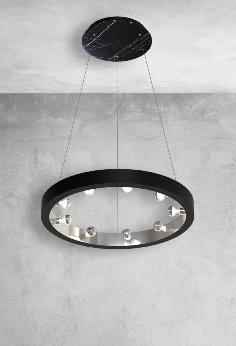 Lampa Wisząca CASSIOPEIA Czarny Marmur 9xE14 70cm * Eko-light Hot