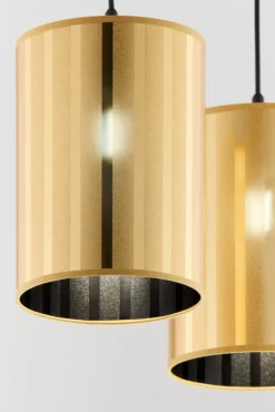 Lampa wisząca CORTINA czarna złoty klosz 2xE27 * Jupiter Best