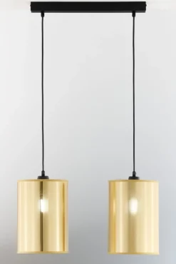 Lampa wisząca CORTINA czarna złoty klosz 2xE27 * Jupiter Best