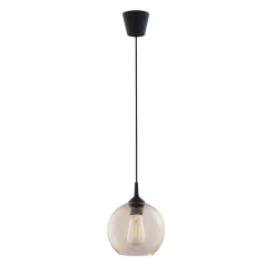 Lampa Wisząca CUBUS Czarny Bursztynowy Szklany Klosz 1xE27 20cm * TK Lighting Outlet