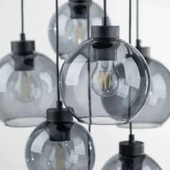 Lampa Wisząca CUBUS Czarny Grafitowe Szklane Klosze 7xE27 49cm * TK Lighting