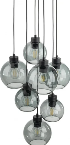 Lampa Wisząca CUBUS Czarny Grafitowe Szklane Klosze 7xE27 49cm * TK Lighting