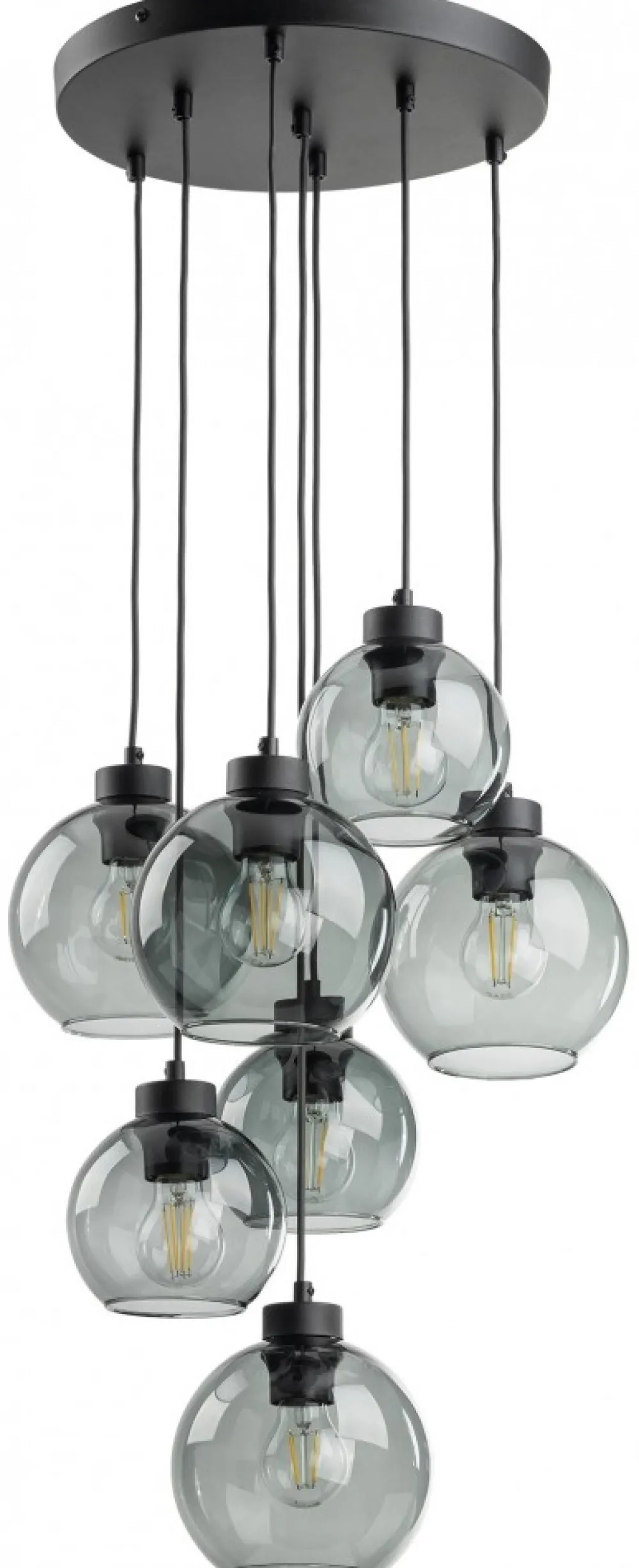 Lampa Wisząca CUBUS Czarny Grafitowe Szklane Klosze 7xE27 49cm * TK Lighting