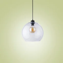 Lampa Wisząca CUBUS Czarny Transparentny Szklany Klosz 1xE27 30cm * TK Lighting