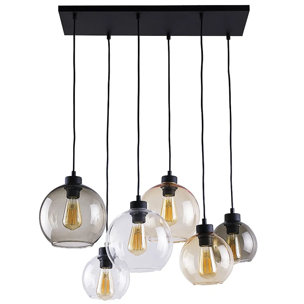 Lampa Wisząca CUBUS Wielokolorowy Szklany Klosze 6xE27 * TK Lighting New