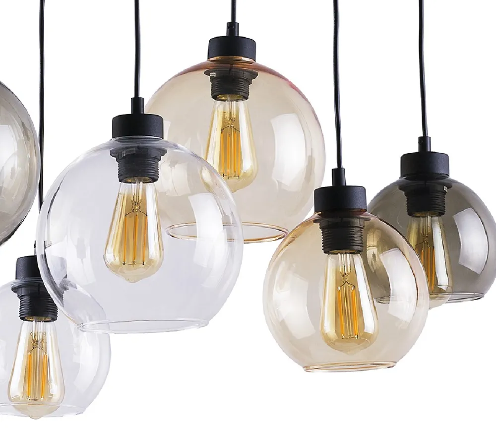 Lampa Wisząca CUBUS Wielokolorowy Szklany Klosze 6xE27 * TK Lighting New