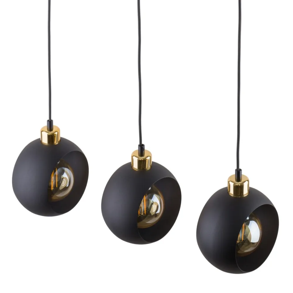Lampa Wisząca CYKLOP Czarny Złoty 3xE27 * TK Lighting