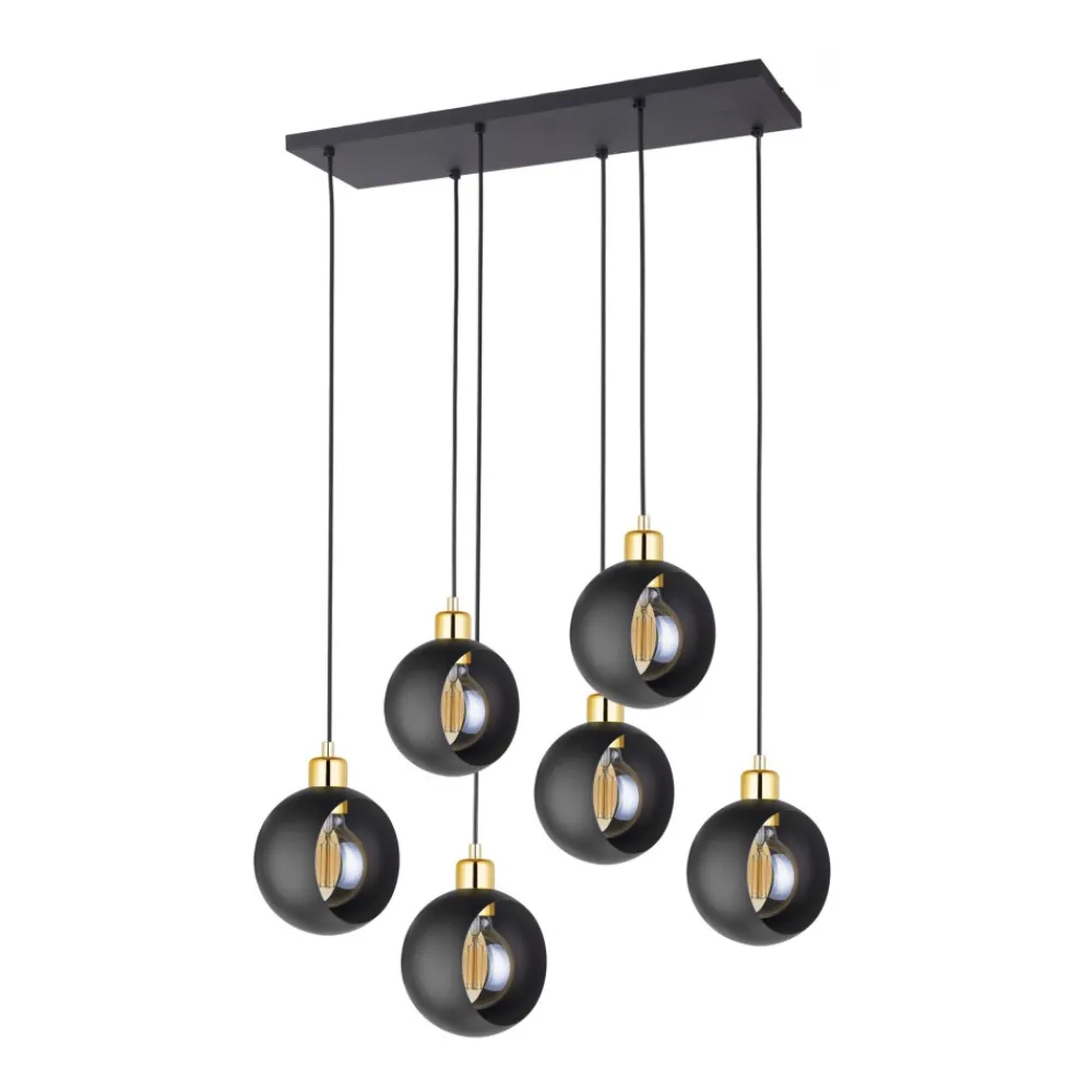 Lampa Wisząca CYKLOP Czarny Złoty 6xE27 * TK Lighting New