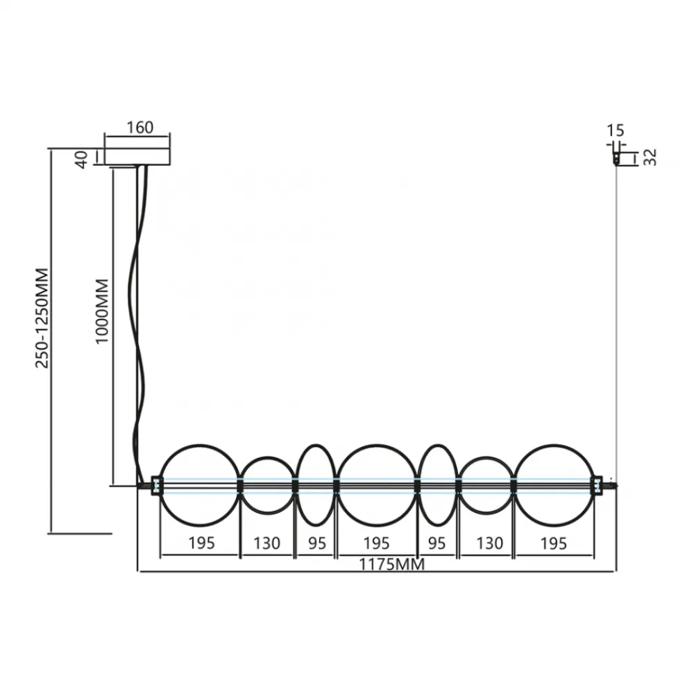 Lampa wisząca DAPHNE Biała Szklana 40W LED 3000K 118cm * Eko-light New