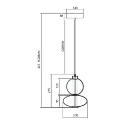 Lampa Wisząca DAPHNE Czarny Szklany Klosz 12W LED 20cm * Eko-light Discount