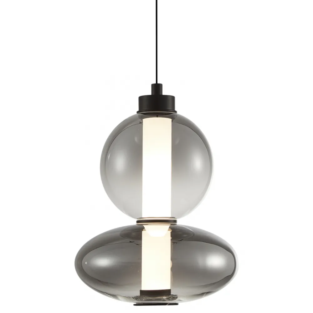 Lampa Wisząca DAPHNE Czarny Szklany Klosz 12W LED 20cm * Eko-light Discount