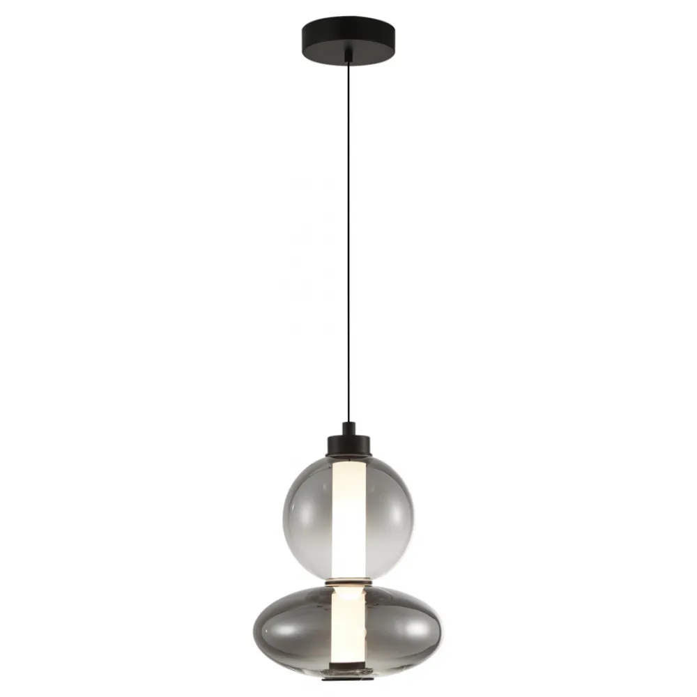 Lampa Wisząca DAPHNE Czarny Szklany Klosz 12W LED 20cm * Eko-light Discount