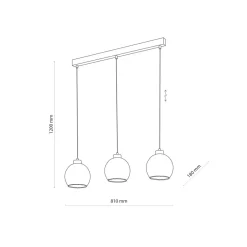 Lampa Wisząca DEVI Czarny Transparentny Szklane Klosze 3xE27 * TK Lighting New