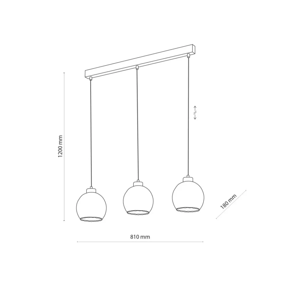 Lampa Wisząca DEVI Czarny Transparentny Szklane Klosze 3xE27 * TK Lighting New