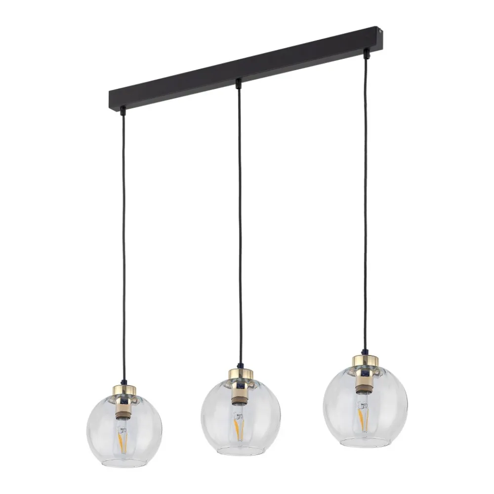 Lampa Wisząca DEVI Czarny Transparentny Szklane Klosze 3xE27 * TK Lighting New