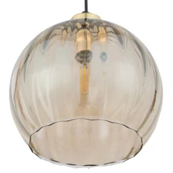 Lampa Wisząca DEVI Czarny Złoty Szklany Klosz 1xE27 * TK Lighting New