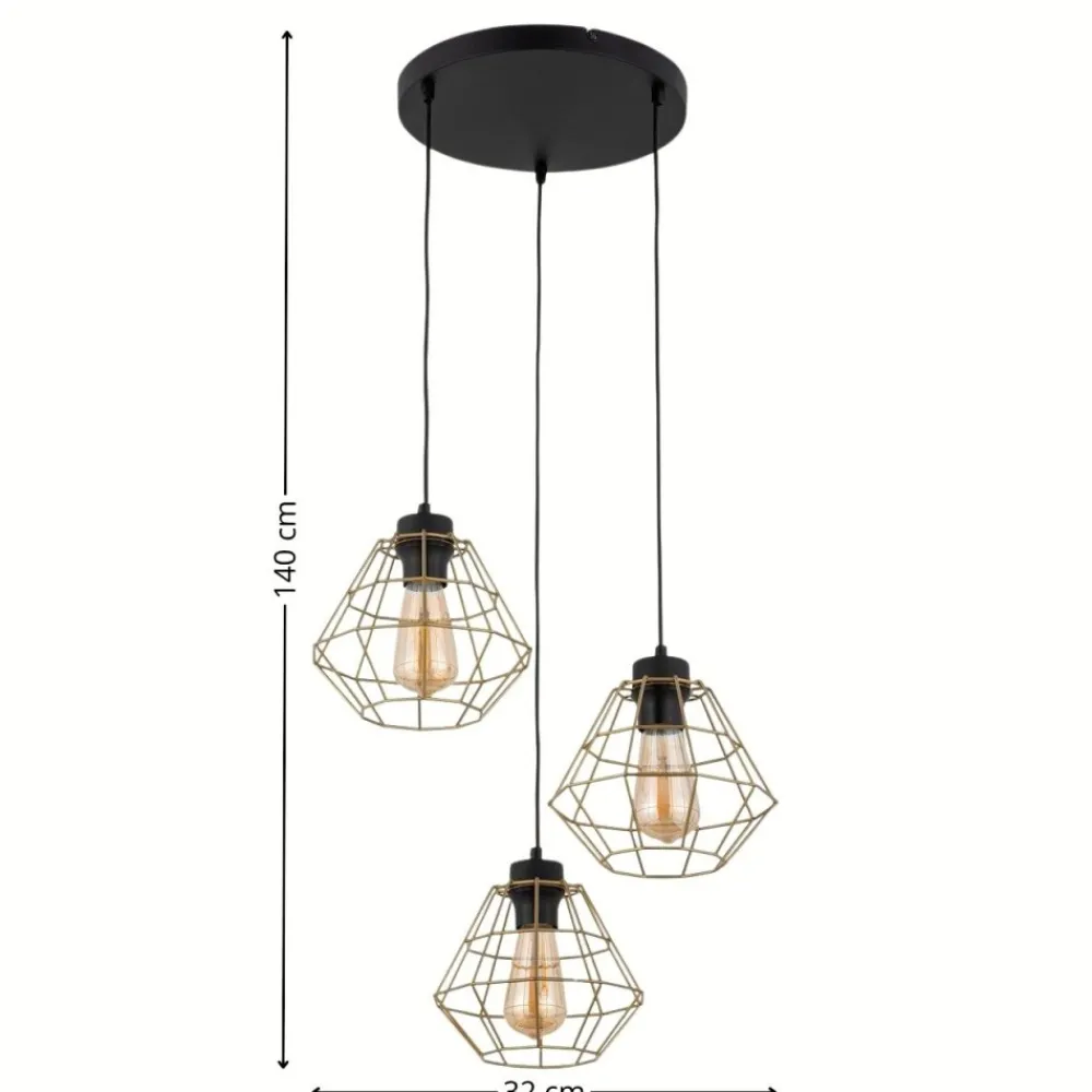 Lampa wisząca DIAMOND czarna złota 3xE27 * TK Lighting Discount