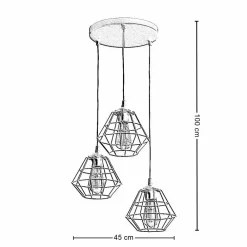 Lampa Wisząca DIAMOND Czarny Metalowe Klosze 3xE27 * TK Lighting Online