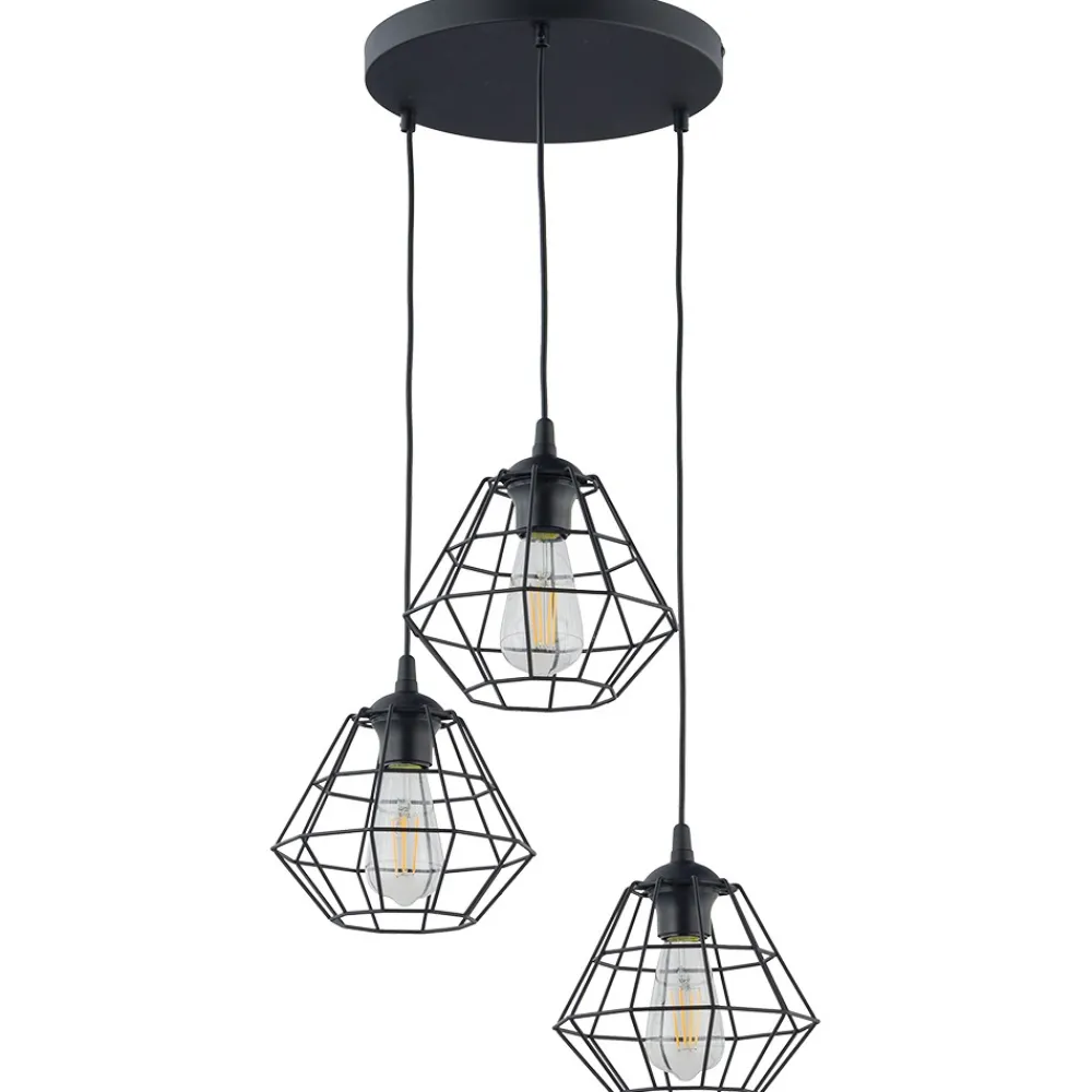 Lampa Wisząca DIAMOND Czarny Metalowe Klosze 3xE27 * TK Lighting Online