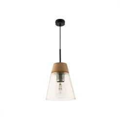 Lampa Wisząca DOMINO Czarny Bursztynowy Szklany Klosz 1xE27 23 cm * Jupiter