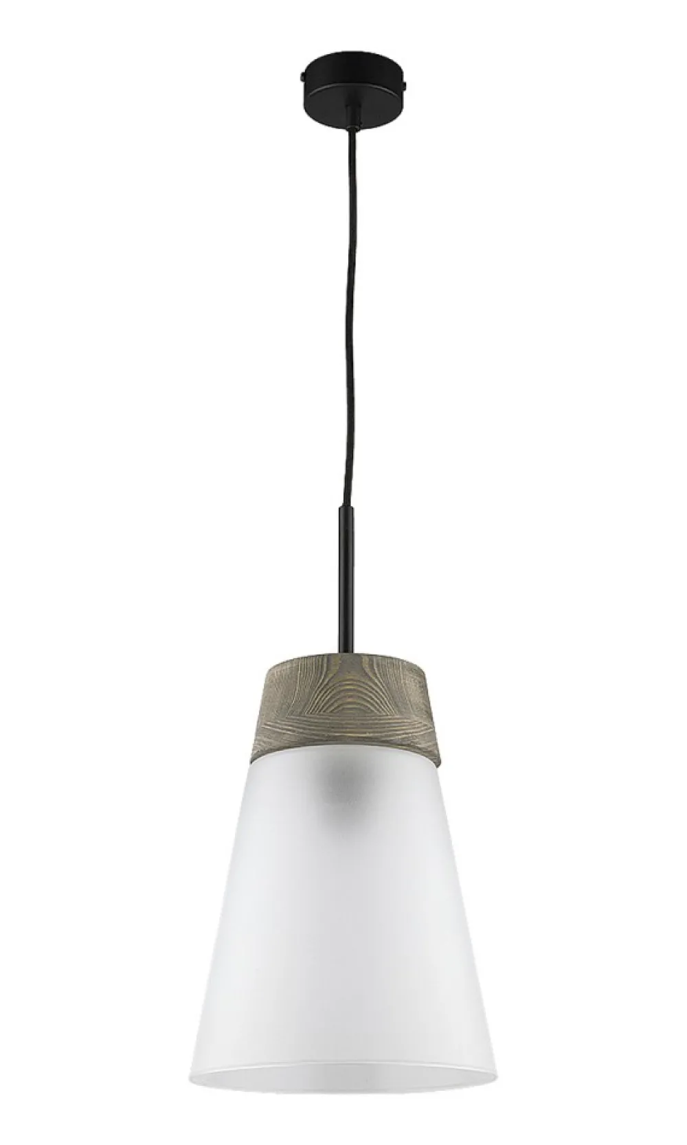 Lampa Wisząca DOMINO I Czarny biały Szklany Klosz 1xE27 23 cm * Jupiter