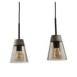 Lampa Wisząca DOMINO I Czarny Transparentny Szklany Klosz 2xE2 * Jupiter Online
