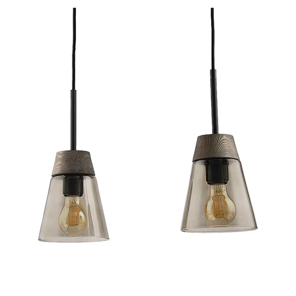 Lampa Wisząca DOMINO I Czarny Transparentny Szklany Klosz 2xE2 * Jupiter Online