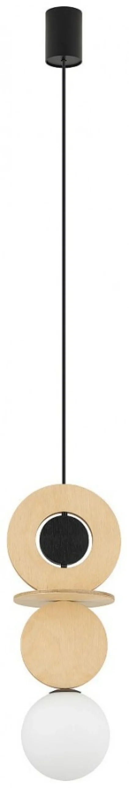 Lampa Wisząca DROPS WOOD A Brązowy Biały Szklany Klosz 1xG9