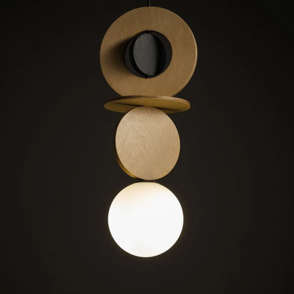Lampa Wisząca DROPS WOOD A Brązowy Biały Szklany Klosz 1xG9